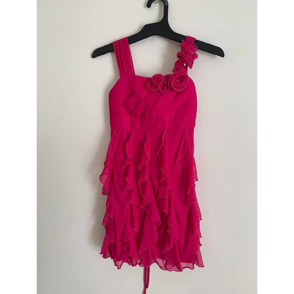 BCX Girls Sleeveless Dress Size 7 Dark Pink Ruffles Semi Formal NWT